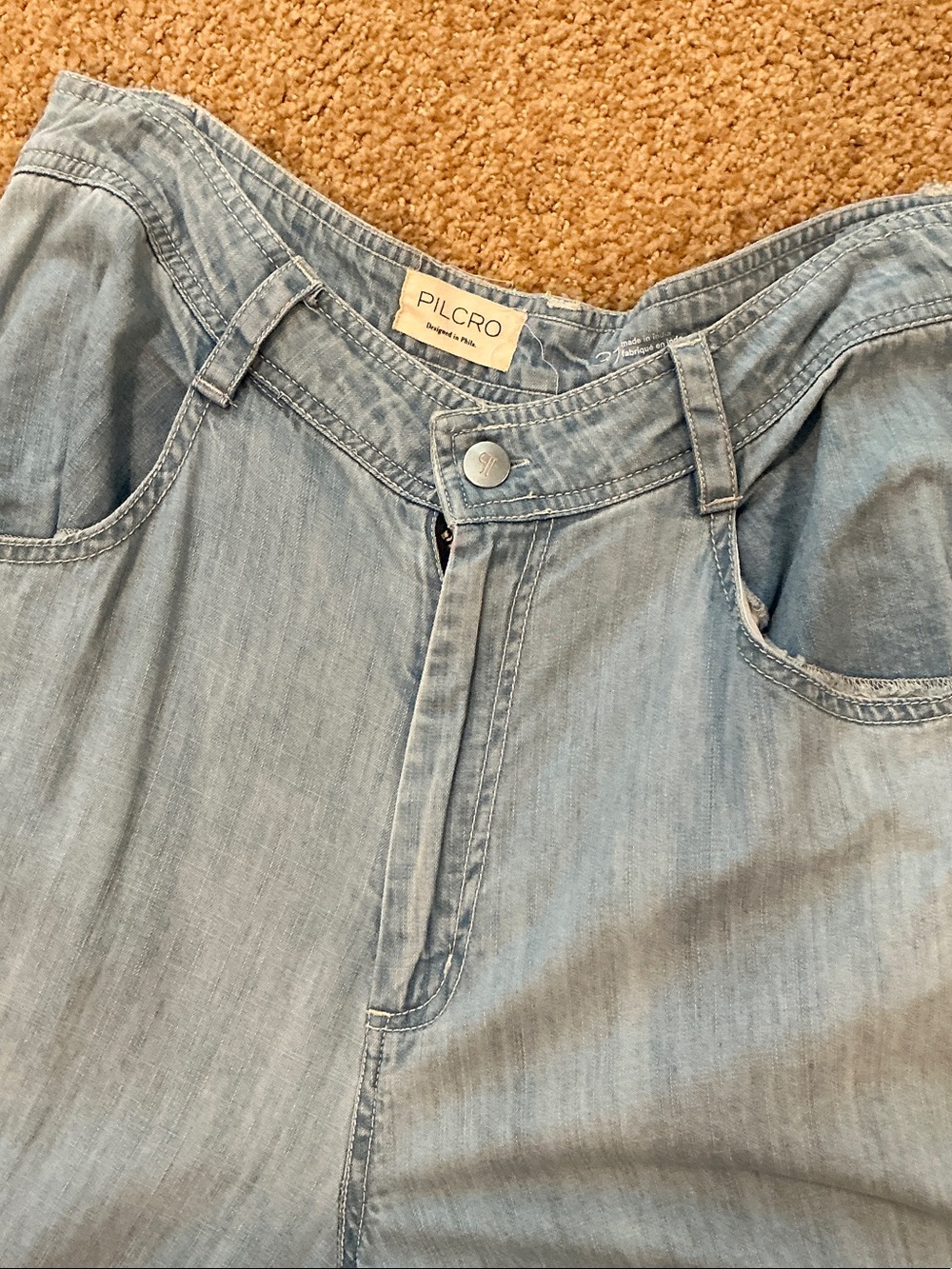 Pilcro Light Blue Wide-Leg Ruffle-Hem Jeans - Picture 2 of 6